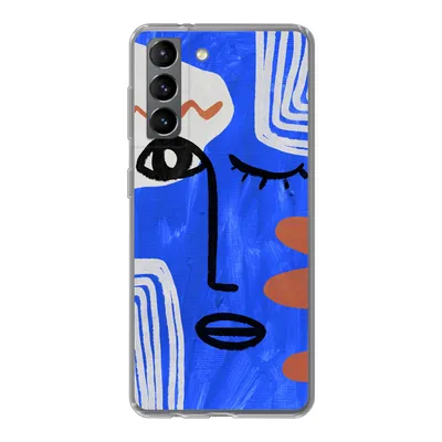 Produktbild von MuchoWow® Handyhülle Schutzhülle Hülle für Samsung Galaxy S21 Gesicht - Blau - Abstrakt Silikon Softcase Handy Hülle - Softcase