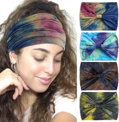 Productafbeelding van Unyqoos® Elastische dameshaarband, 4-pack – Sport- en yoga-haarband, imitatie katoen, 95% polyester/5% Elasthan, 18,5 x 24 cm, omtrek 48–78 cm, ca. 36 g