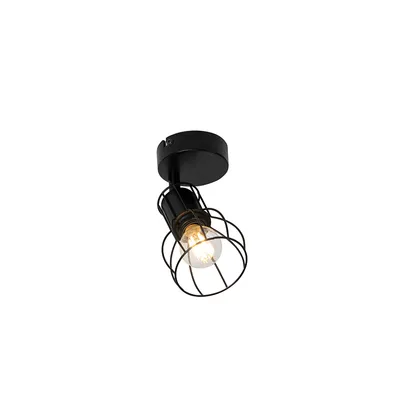 Produktbild von QAZQA - Moderne Wandleuchte aus schwarzem stahl I nickel matt verstellbar - Botu I Wohnzimmer I Schlafzimmer - Stahl Rund - LED geeignet E14