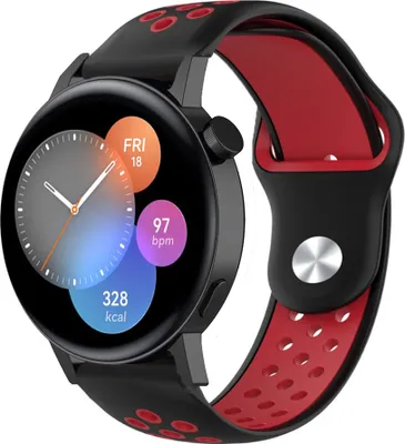 Produktbild von Strap-it Huawei Watch GT 3 42mm Sportarmband (Schwarz/Rot)