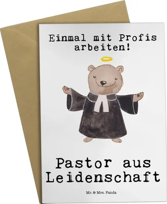 Produktbild von Mr. & Mrs. Panda Grußkarte Pastor Leidenschaft - Weiß - Geschenk, neujahrskarte, weihnachtskarten, dankeskarten, Lustig, osterkarten, Pfarrer, einladungskarten, Spruch