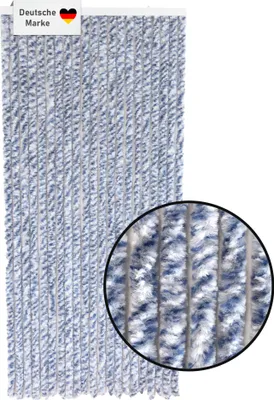 Produktbild von Flauschvorhang 90x200 cm blau weiß, Wohnwagen Fliegenschutz, Türvorhang