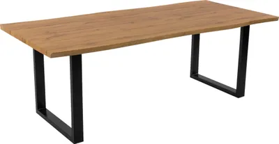 Produktbild von 7 TLG. Essgruppe Josy | 220 x 100 cm | Holz Wildeiche-Optik | Stuhl Set Susi Creme | U-Gestell Schwarz | Esstisch mit 6 Stühlen | Esszimmertisch/Küchentisch/Holztisch | Esszimmer