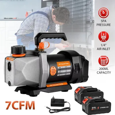 Obrázek produktu pro Vakuová pumpa pro chlazení/klimatizaci, 7 CFM 1/2 HP, 1/4" vstup, 5 Pa, 4,5 V, EU zástrčka