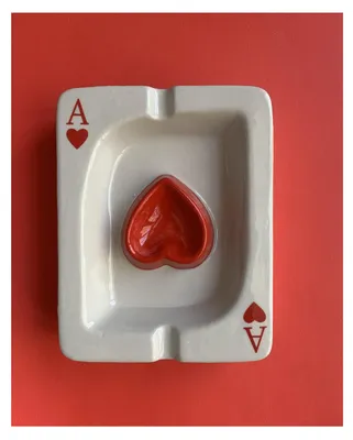 Imagen del producto de Cenicero de cerámica, portátil, de color rojo, para uso en interiores y exteriores