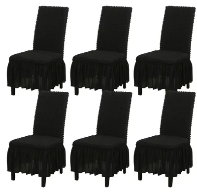 Produktbild von Stuhlhussen mit Rocksaum, 6er-Set, waschbar, Schwarz
