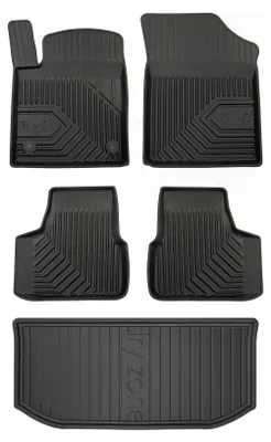 Productafbeelding van Rubberen automatten + kofferbakmat voor Skoda Citigo 2011-2019 (hatchback) – 5-delig, zwart, op maat – Wielganizator