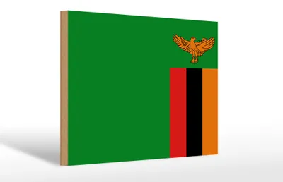 Produktbild von Holzschild Flagge Sambias 30x20cm Flag of Zambia