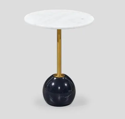 Image de Table d'appoint en marbre noir et blanc Meubles de salon Designer Tables basses