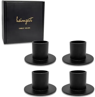 Kerzenhalter für Stabkerzen - Elegantes schwarzes Design, Set von 4 - Perfekt für die Wohnkultur