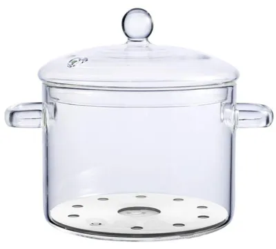 Image de Casserole en verre de 1,5 litre avec couvercle, compatible induction, idéale pour les plats mijotés