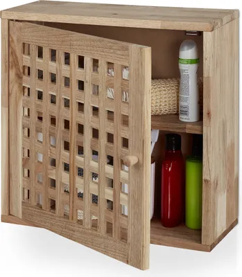 Produktbild von Relaxdays Wandschrank, Walnuss, 2 Fächer, Magnetverschluss, Hängeschrank Badezimmer, Küche, HBT: 42 x 42 x 18 cm, natur