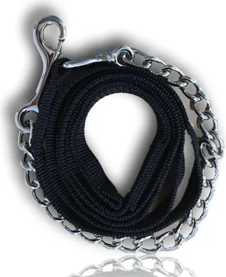 Produktbild von Führkette für Pferde  Eisenkette & Nylon Handgriff, Führleine für Pferd, Pony, Hunde Länge 2,10 m, Farbe schwarz