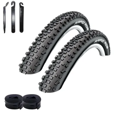 Obrázek produktu pro 2x pláště Schwalbe Rapid Rob 29 x 2,10 (54-622), černá barva + 2x duše SV19 včetně páčidel na pláště