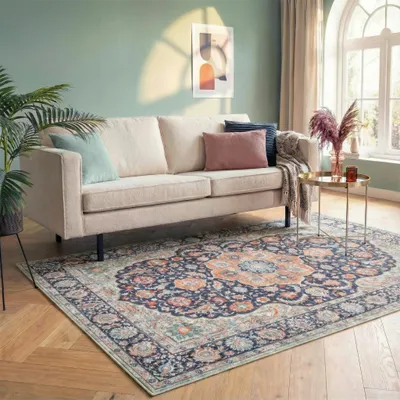 Image de Volero - Tapis vintage - Imagine Medaillon Bleu - 230x330 cm