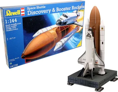 Produktbild von Revell Space Shuttle Discovery + Booster Rockets, Spaceshuttle, Montagesatz, 1:144, Kunststoff, Pro, 97 Stück(e)