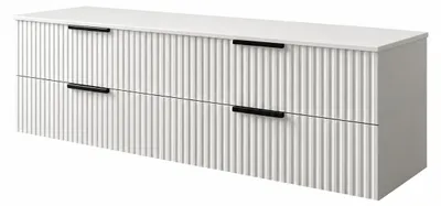 Produktbild von Waschbeckenunterschrank TIBU 120x50x46 Weiß geriffelter Front mit 2 Schubladen Badmöbel Softclose