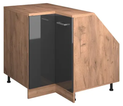Produktbild von Eck-Küchenschrank für Dachschrägen Vicco R-Line Anthrazit Hochglanz 75.6 cm mit 1 Tür, Schrankkorpus 60 cm Tiefe, Model 60398