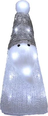 A lit-up decorative figure of Santa Claus.