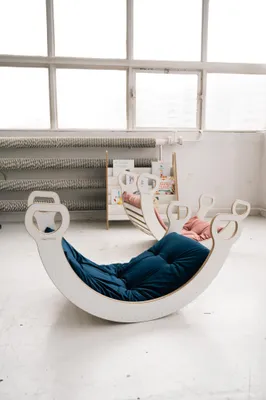 Produktbild von Matratze / Kissen für GROßE Montessori-Wippe - marineblau
