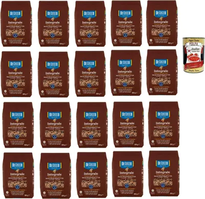 Produktbild von De Cecco Integrale Mezzi Ditali Rigati N° 159, Pasta integrale, Vollkornnudeln, 20x 500g + Italian Gourmet polpa 400g