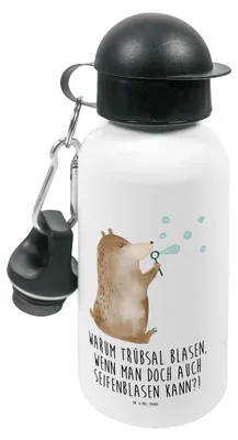 Produktbild von Mr. & Mrs. Panda Wasserflasche Bär Seifenblasen - Weiß - Geschenk, Kinderflasche, Trinkflasche, Sportflasche, Kinder, outdoor, Teddy, Lustig Sein Glücklich Traurig Happy