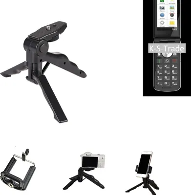 Produktbild von K-S-Trade Stativ Tisch-Ständer Dreibein Handy-Stativ Ständer kompatibel mit Emporia TOUCHsmart Mini-Stativ Smartphone Tripod Handy-Stativ aus
