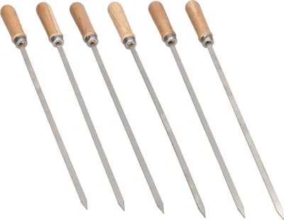 Zdjęcie produktu dla KOTARBAU® Zestaw 6 szaszlyków do grilla ze stali nierdzewnej z drewniana raczka Szaszlyki do kebaba BBQ