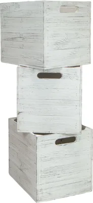Produktbild von 3er set Holzkiste Shabby weiß schwarz passend für Kallax und Expeditregale Regaleinsatz
