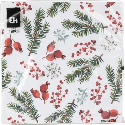 Obrázek produktu pro Vánoční papírové ubrousky větvičky 33x33 cm sada 16 ks, H&L