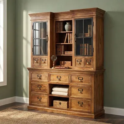 Immagine prodotto di Milani Home - Mobile in legno di mango con 4 ante e 4 cassetti cm 150 l x 55 p x 200 h