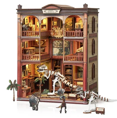 3D-Holzpuzzle Book Nook mit LED-Licht, DIY-Set für Erwachsene