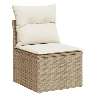Immagine prodotto di vidaXL Divano da giardino senza braccioli con cuscini Beige poly rattan