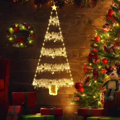 LED-Weihnachtsbaum-Lichterkette 81 cm, 97 LEDs, warmweiß, Timer, 8 Modi