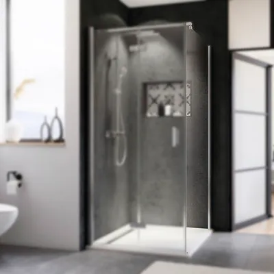 Produktbild von Seitenwand für Drehfalttür Breuer Panorama 90 cm Anschlag rechts Nachbildung Intima Profilfarbe chrom