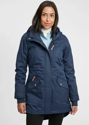 Produktbild von OXMO OXBella Damen Parka Übergangsmantel Lange Jacke mit Kapuze Pattentaschen Regular fit