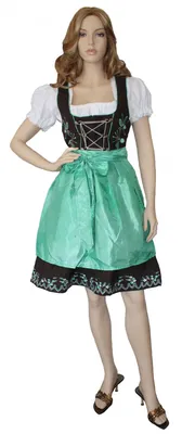 Produktbild von 3-teiler Midi-Dirndl Set Dirndel Dirndlbluse Dirndlschürze, Größe:36, Farbe:Mintgrün