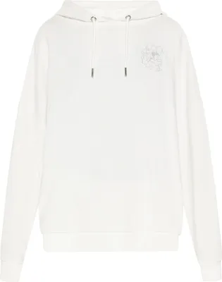 Produktbild von Damen Hoodie mit Kordelzugkapuze, Print und lässiger Passform, Weiß, Größe M