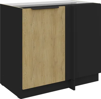 Produktbild von Küchen Eckunterschrank 105 cm CREMONA Eiche hell + Schwarz matt Küche Küchenzeile Küchenblock Einbauküche