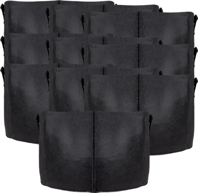 Produktbild von Intirilife 10x Vlies Pflanzsack in 113 Liter - 30 Gallon - 60 x 40 cm – Pflanzen Übertopf aus Vliesstoff mit Tragegriffen für Garten, Gewächshaus uvm. – Pflanzkübel Pflanzgefäß Pflanzbeutel