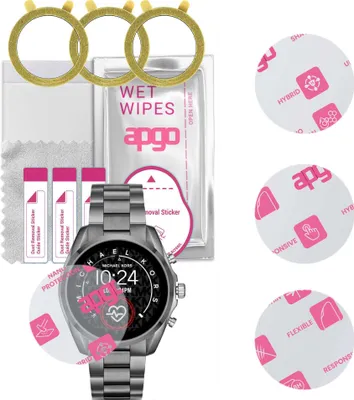 Produktbild von apgo 3 Stück Schutzglas, klar, kompatibel mit Michael Kors Bradshaw 20 Smartwatch, Hybrid 8H, Ersatz für Hartglas, Displayschutzglas, Bildschirmschutz, Displayschutz, kratzfest