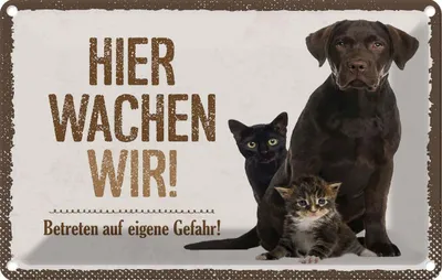 Produktbild von vianmo Blechschild 20x30 cm Tiere Hund hier wachen wir