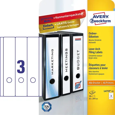 Immagine prodotto di AVERY Zweckform L4759-10 Etichette per dorso di file 61 x 297 mm 10 fogli