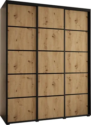 Produktbild von MEBLE KRYSPOL Davos 4 Schrank, drei Türen - 235,2x200x60 cm - Schwarz Artisan Schwarz