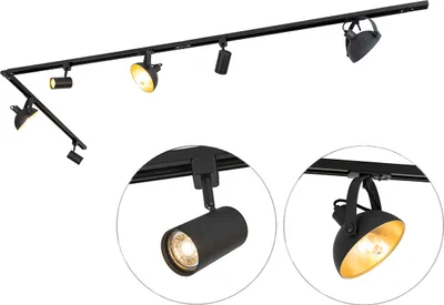 Zdjęcie produktu dla QAZQA – nowoczesny system szyn jednofazowych I Reflektor punktowy I Reflektor sufitowy I Reflektor sufitowy I Reflektor z 6 punktami świetlnymi I Reflektor punktowy I Reflektor sufitowy I Reflektor sufitowy I Reflektor I Lampa I Oprawy oświetleniowe czarne, regulowane – Mag