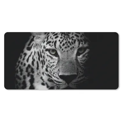 Produktbild von MuchoWow® Schreibtischunterlage Tiere - Schwarz - Weiß - Panther - Porträt 80x40 cm - XXL Mauspad - Gaming Mauspad