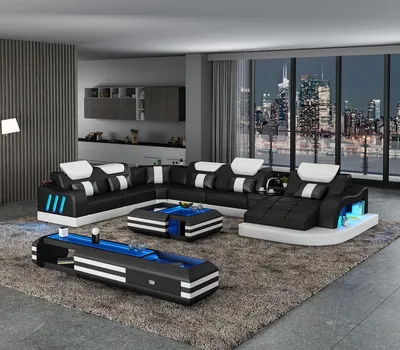 Produktbild von Ecksofa Ausgefallene Wohnlandschaft Polster eckgarnitur couchen sofas usb led