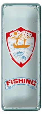 Produktbild von Blechschild Retro 10x27cm Angeln Angler Fishing