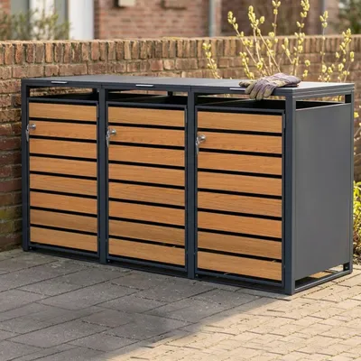 Produktbild von Garlivo Mülltonnenbox SE-BBE03, Grau, Schwarz, 240L
