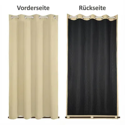Produktbild von 2er Set Dicke Thermovorhang Kälteschutz Outdoor Vorhang Wetterfest mit ösen Thermo Vorhang Lärmschutz für Terrasse Garten Balkon, 132x213cm Beige